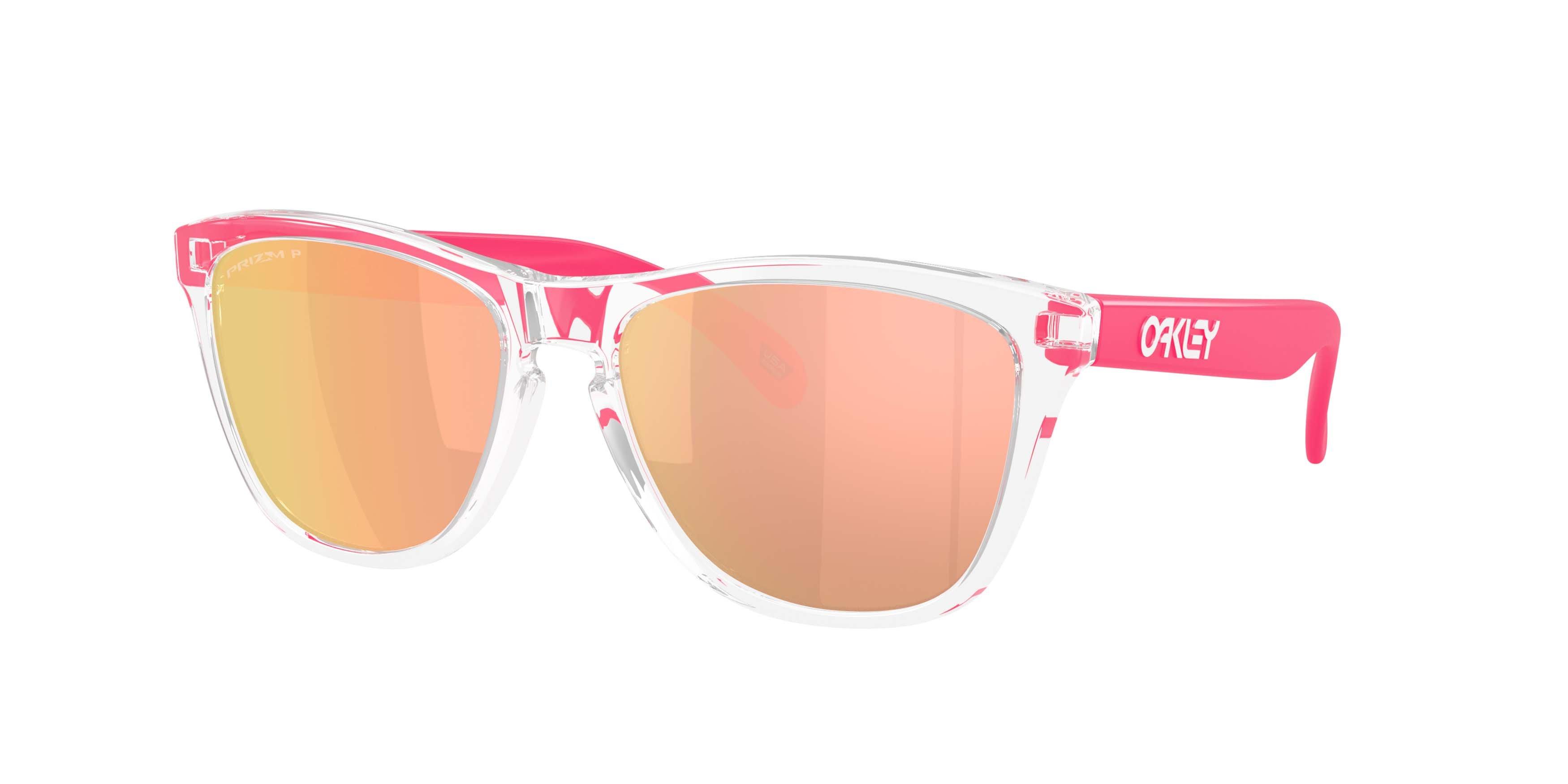 Oakley Frogskins Neon Pop Collection Prizm Rose Gold Polarized Sunglasses – Clear